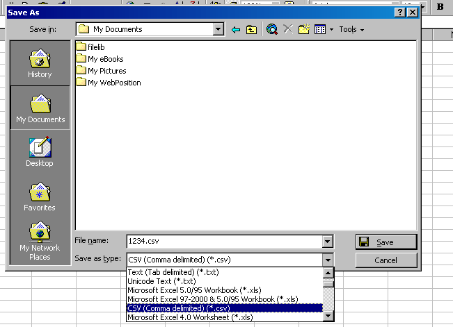 Save As CSV